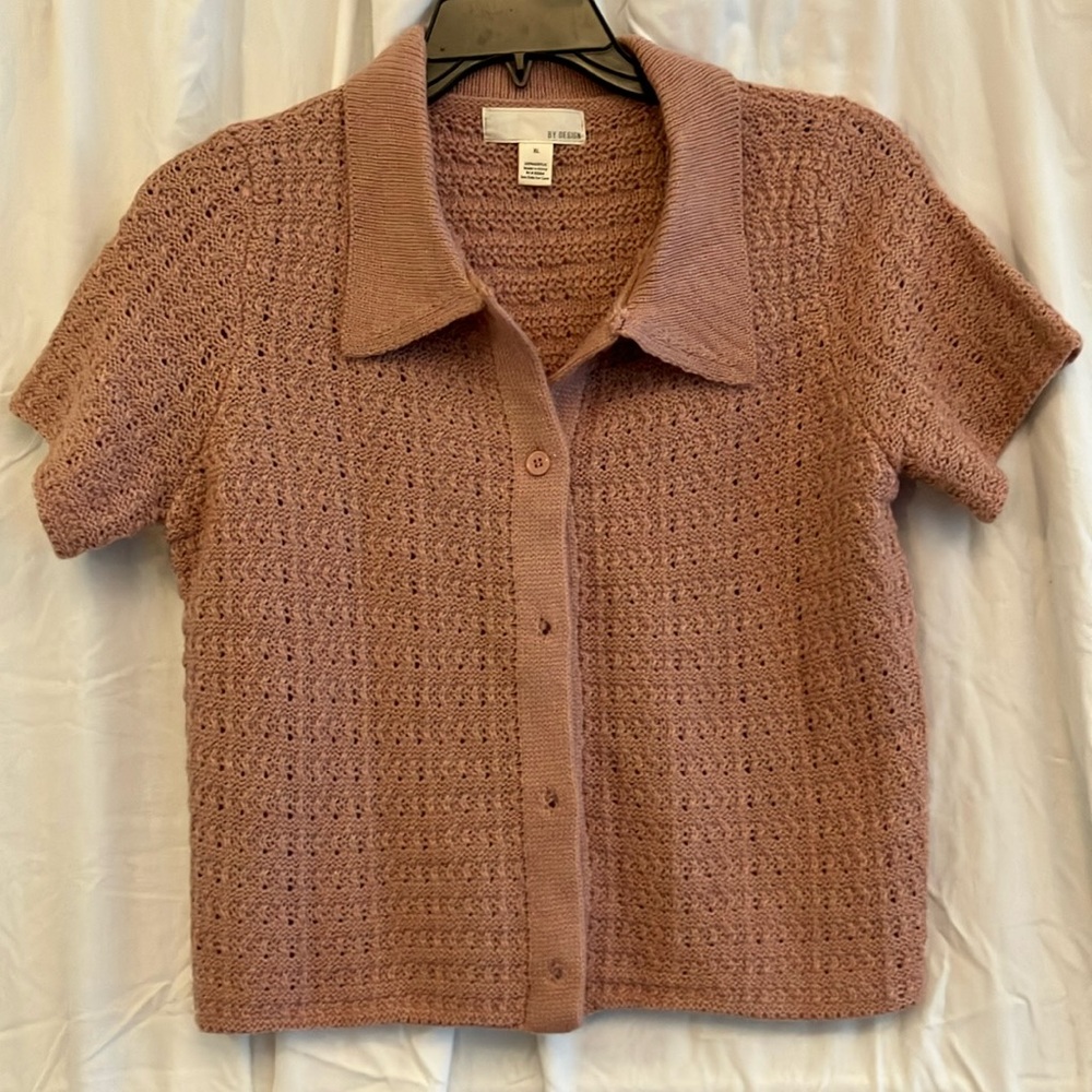 Women's Pink Short Sleeve Cardigan